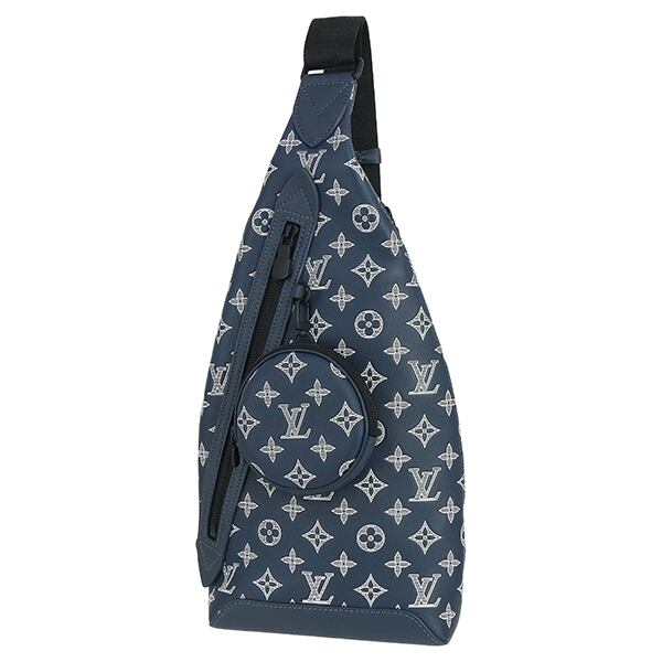 Unused LOUIS VUITTON ルイヴィトン ショルダーバッグ デュオ・スリングバッグ モノグラムシャドウ インクブルー ホワイト ボディバッグ 未使用品