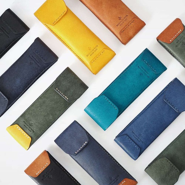 スリムなペンケース 大切なペン3本【グリーン×イエロー】