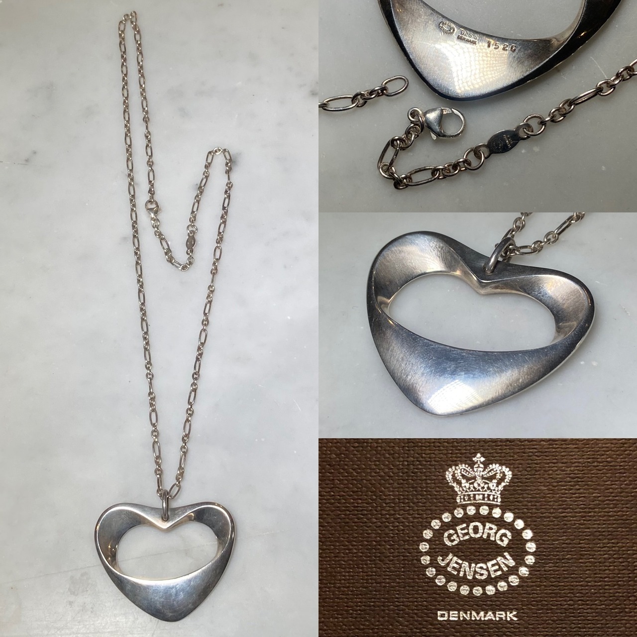 GEORGJENSEN silver large heart pendant necklace " 152c "