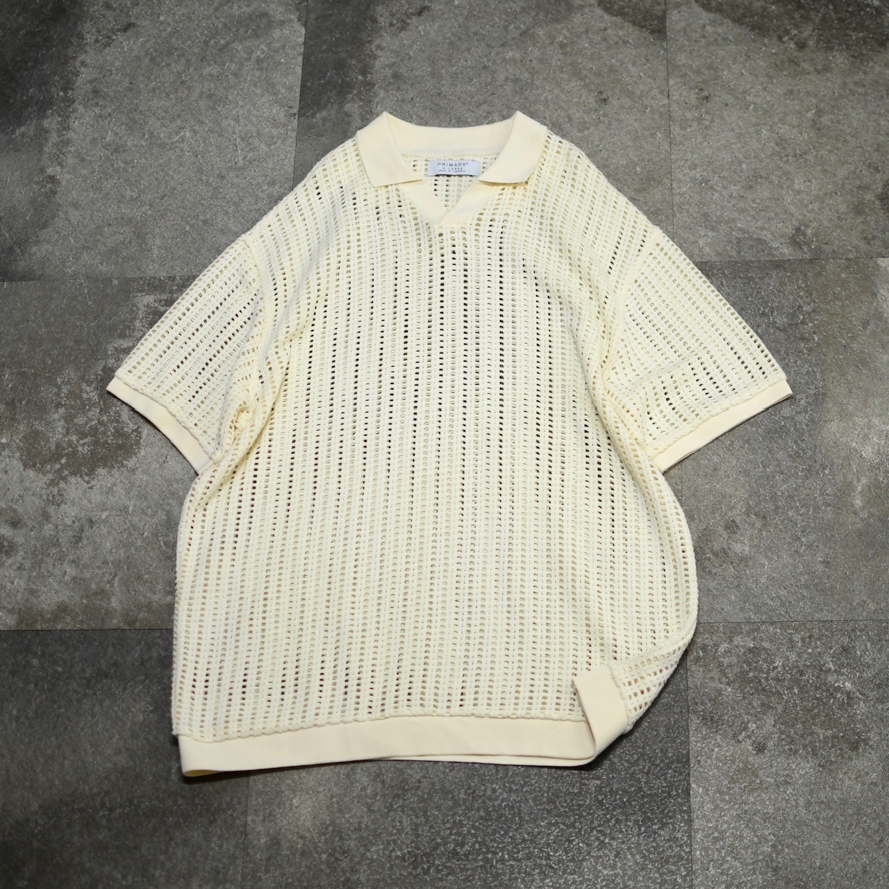 mesh knit polo ivory