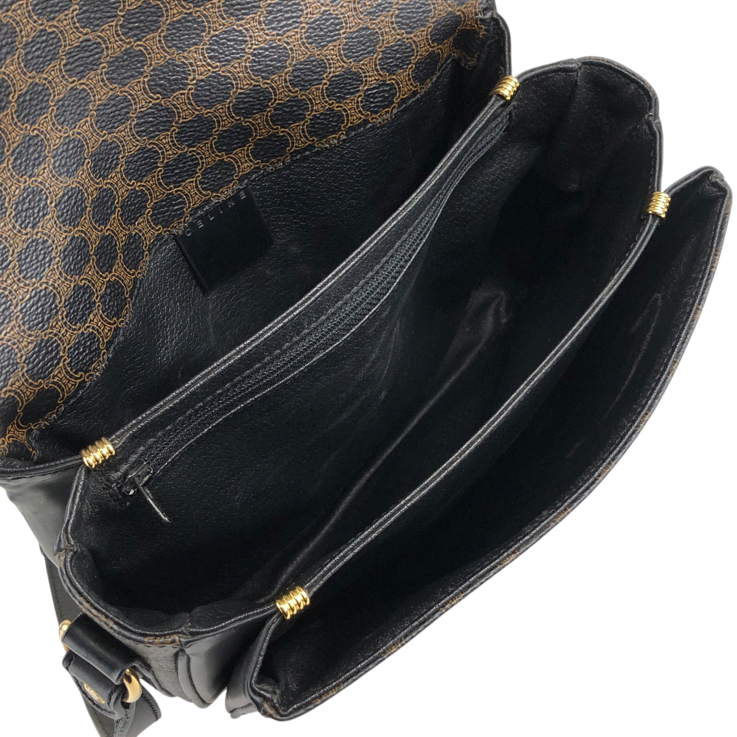 CELINE セリーヌ マカダム ショルダーバッグ ブラック フロント