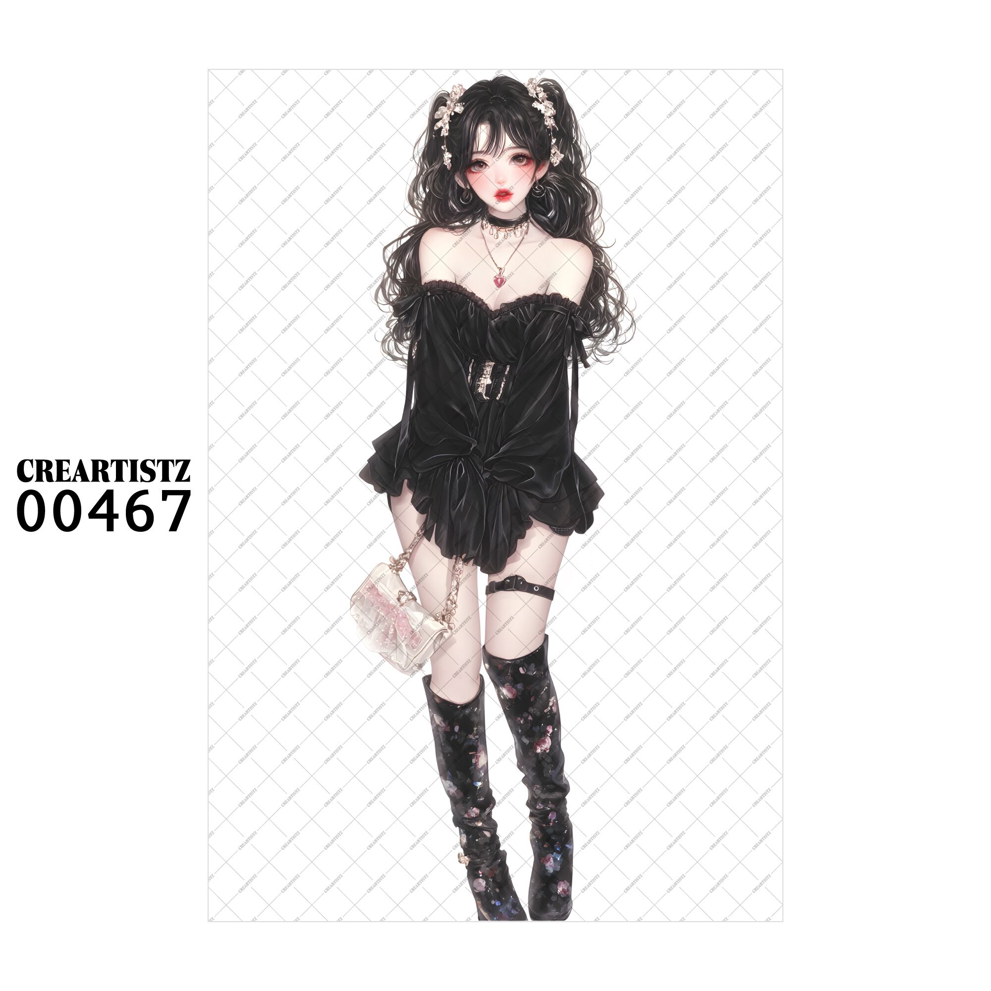 00467 ガール キュート オリジナル ペーパー/ステッカー 4枚セット CREARTISTZ