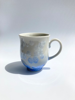 京焼・清水焼　花結晶（白地青）　マグカップ