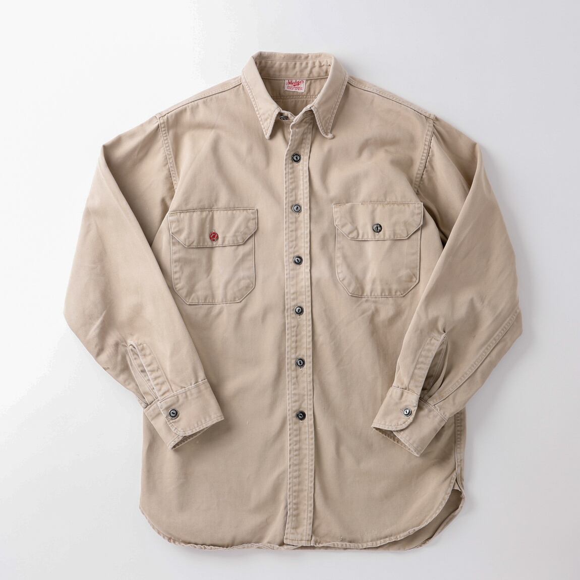 希少】50s special vintage shop work shirts cotton beige made in 