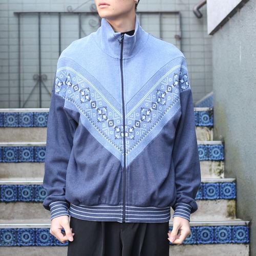 EU VINTAGE SCHNEIDER KNIT SWITCHED ZIP BLOUSON/ヨーロッパ古着ニット切替ジップブルゾン