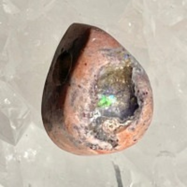 【希少】【超美石】メキシコ　ハリスコ州産　カンテラオパール　タンブル　（雫型）（ポーチ付き）　6018