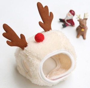 ドッグウェア　クリスマス用セットアップ　トナカイ帽子＆サンタスタイ　犬服　