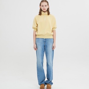 [MOONSUN] Half Sleeve Zip Up Sweatshirt / Vanilla 正規品 韓国ブランド 韓国ファッション 韓国代行 ブランド トップス