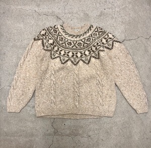 80～90s L.L.Bean/Nordic Knit Sweater/L(WOMENS)/ノルディック柄ニット/セーター/クリーム/OP982/エルエルビーン