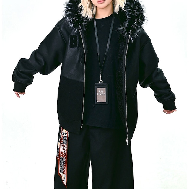 モードボリュームファーロゴフーディブルゾン R01261