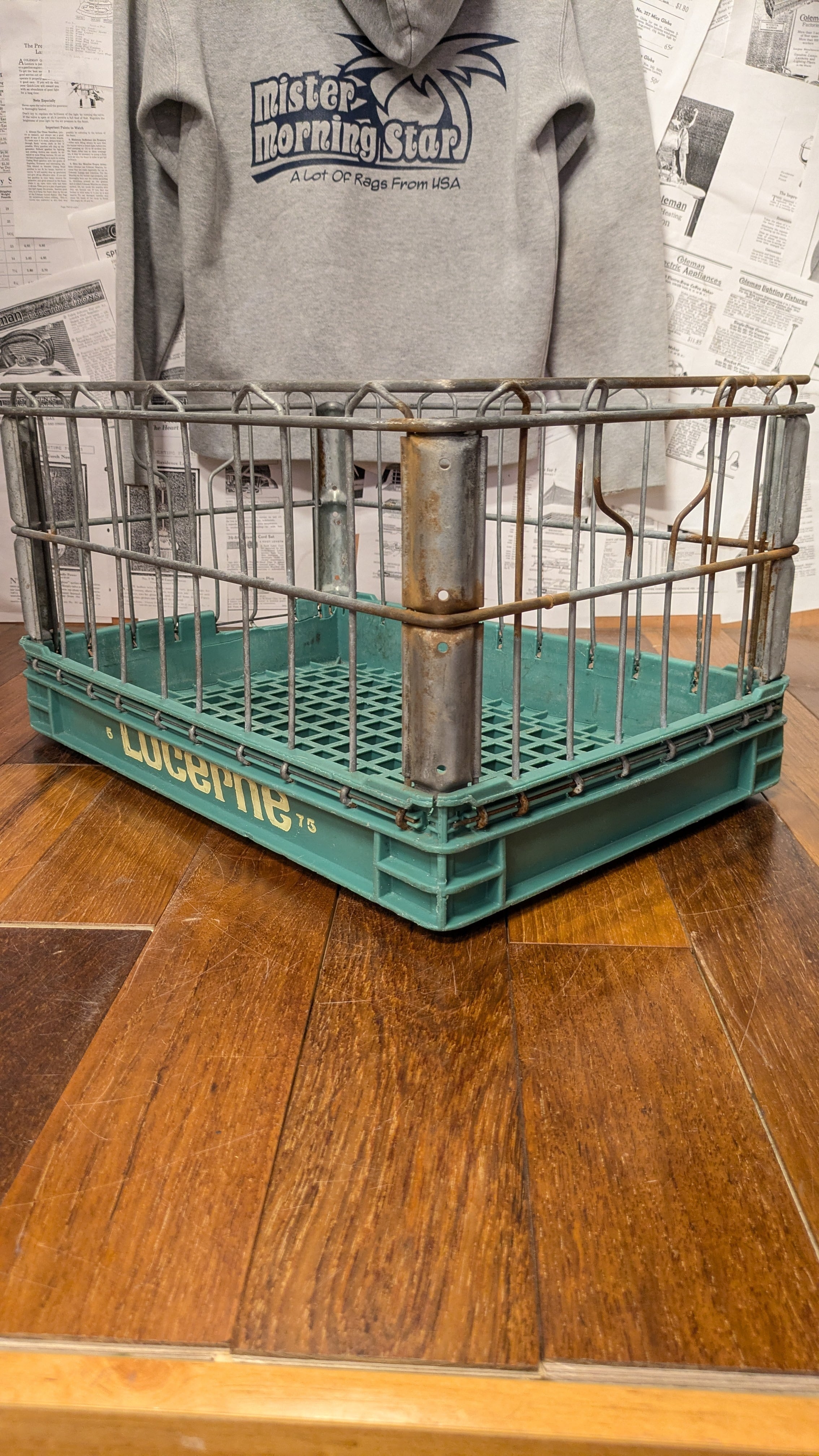 Vintage LUCERNE WireCrate StorageBox Antique Container ビンテージ