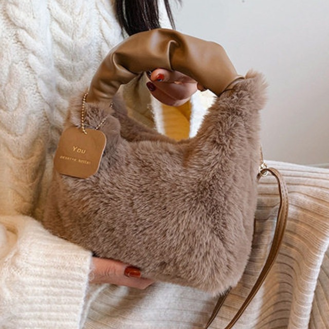 5col.ミニショルダーバッグ　フェイクファー　２way　S0332