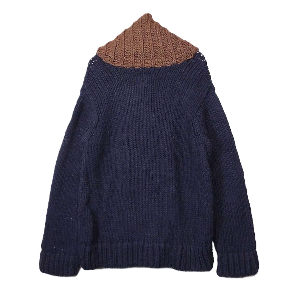 ラルフ ローレン 手編みニット 厚手 ネイビー ショールカラー 美品