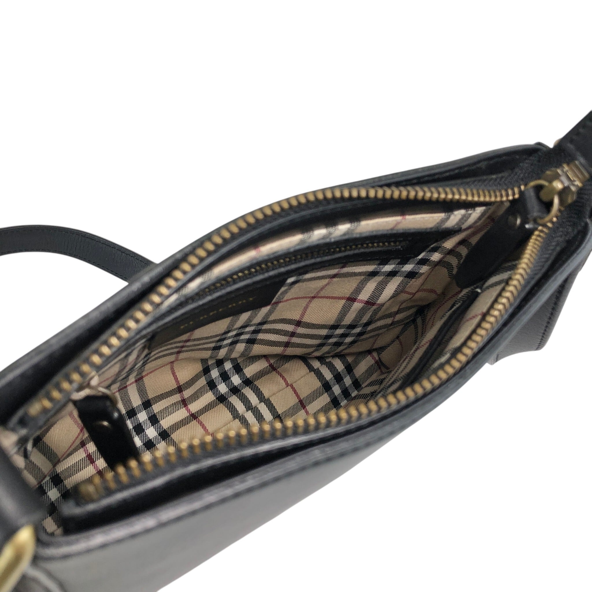 BURBERRY バーバリー ショルダーバッグ ブラック ロゴ レザー vintage