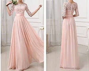 ★Ｍ（9号）☆袖ありシフォンロングドレス(OPN5402) 