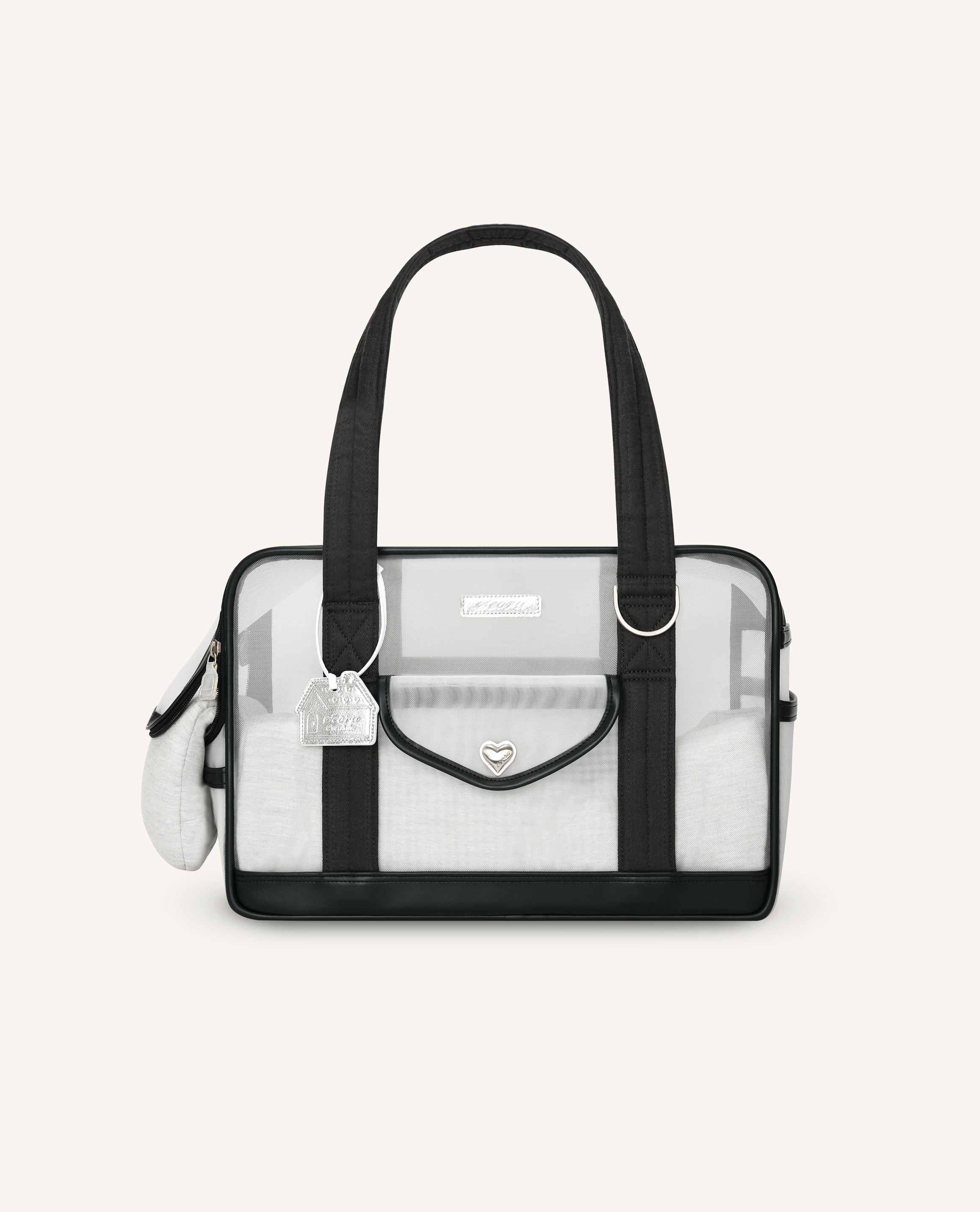 S/即納【seoru】Mesh Ballon Bag (Black&grey)