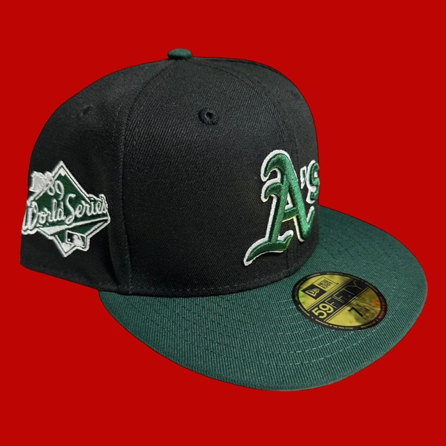 Oakland Athletics 1989 World Series New Era 59Fifty Fitted / Black,Dark Green (Gray Brim)