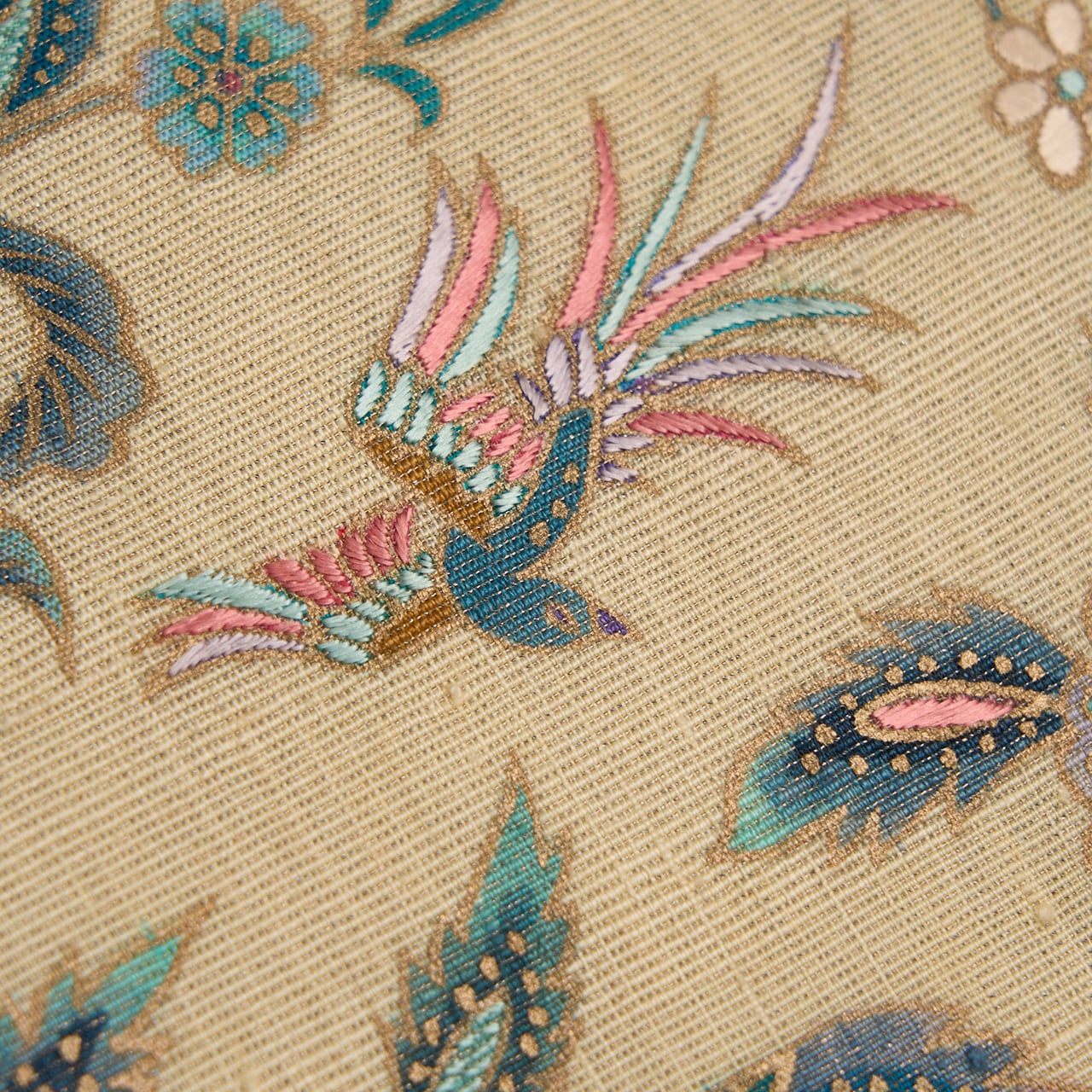 唐花模様 金更紗に手刺繍 袋帯 【中古】 | かわの屋