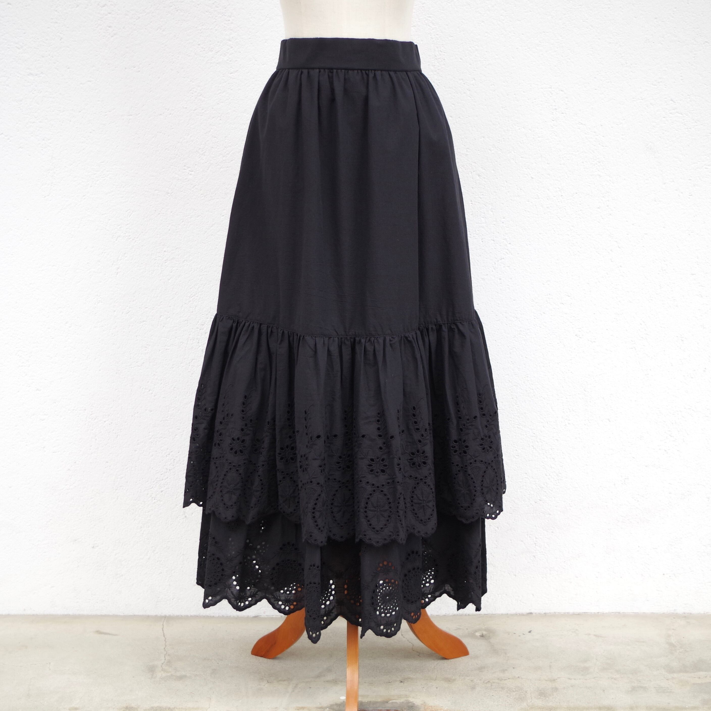 SINME コットンレーススカート ブラック | 1F Store