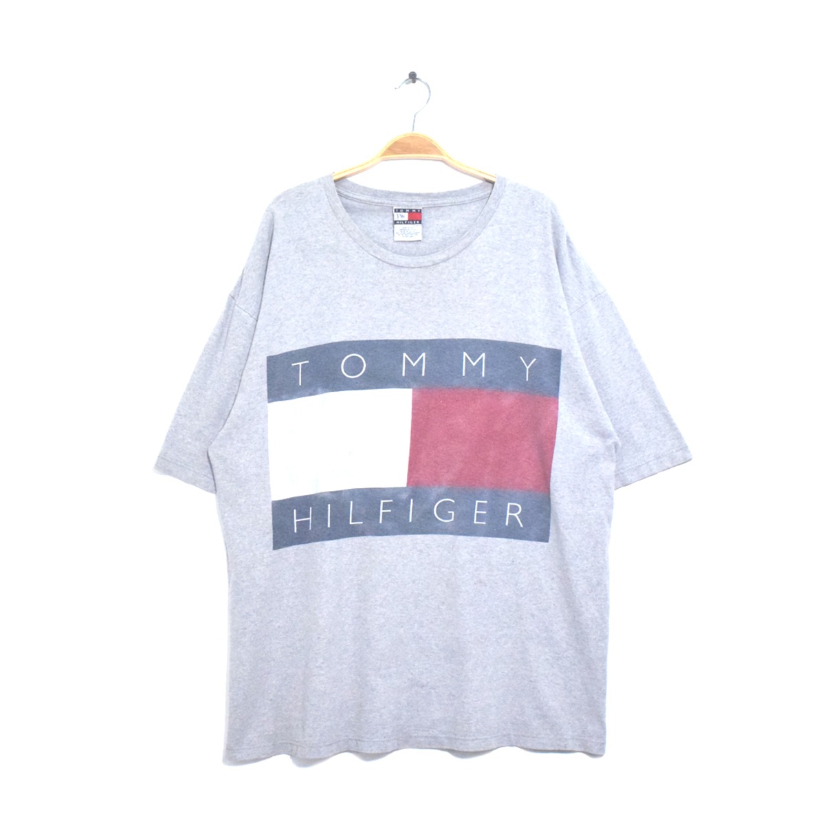 90s トミーヒルフィガー USA製 ロゴプリント Tシャツ 霜降りグレー 