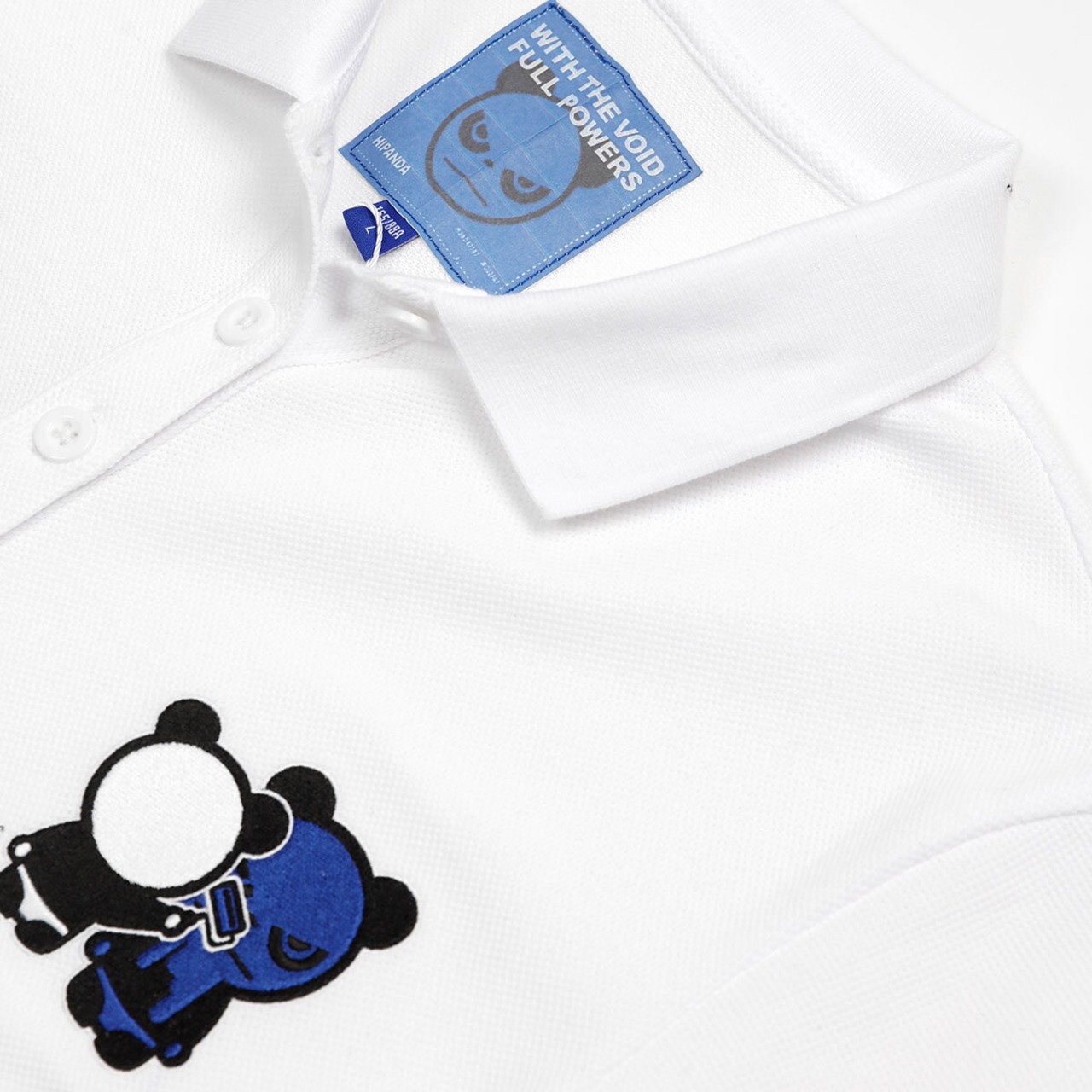 SALE【HIPANDA ハイパンダ】メンズ  パンダ刺繡 ポロシャツ MEN'S PANDA EMBROIDERY POLO SHIRT / WHITE