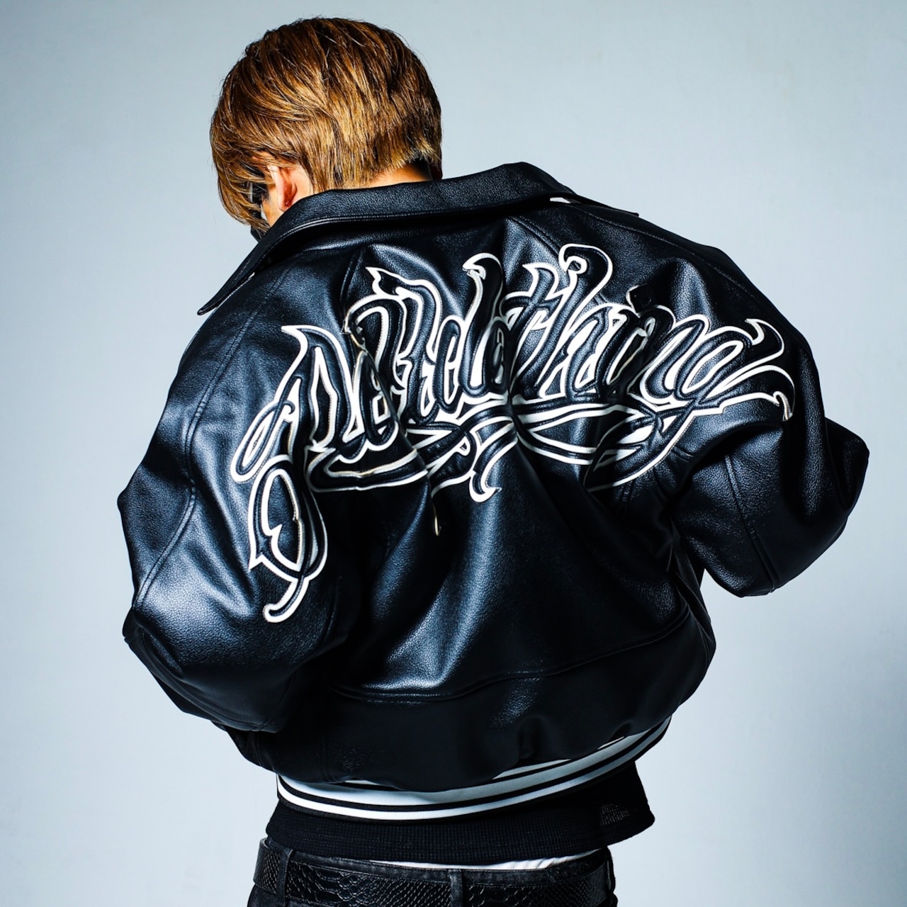 SCRIPT LOGO LEATHER VARSITY JACKET