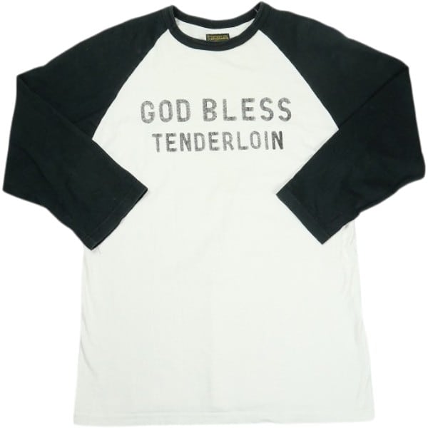 Size【M】 TENDERLOIN テンダーロイン T-RAGLAN GOD BLESS BLACK/WHITE