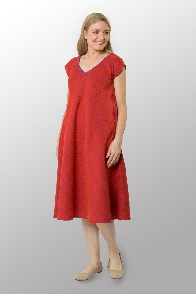 ：『ミエコミンツ』キャプスリーブフレアドレス　Lサイズ　　（425)