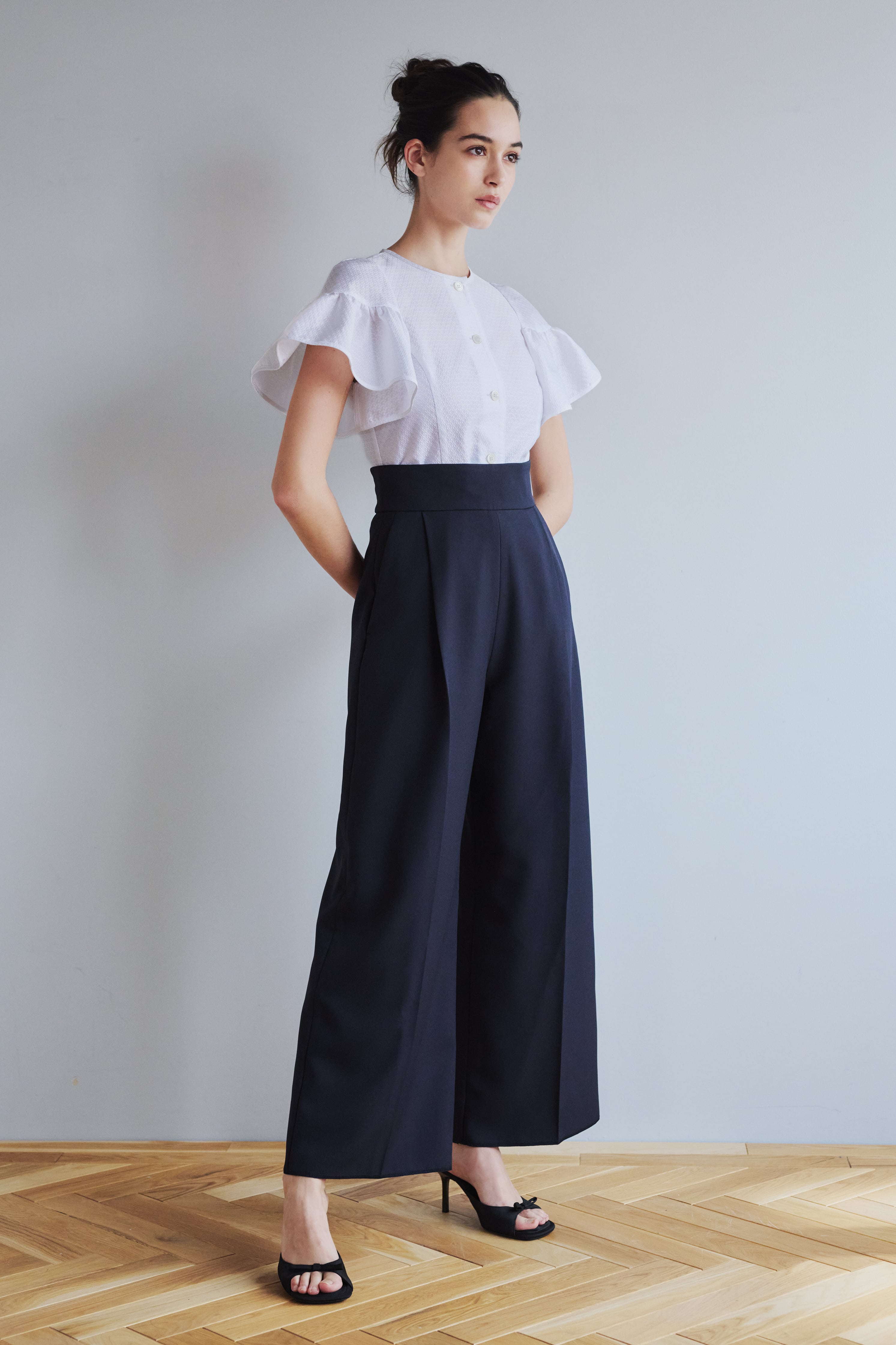HANDSOME WIDE PANTS NAVY 【S-M即納】 | AMICA・kids