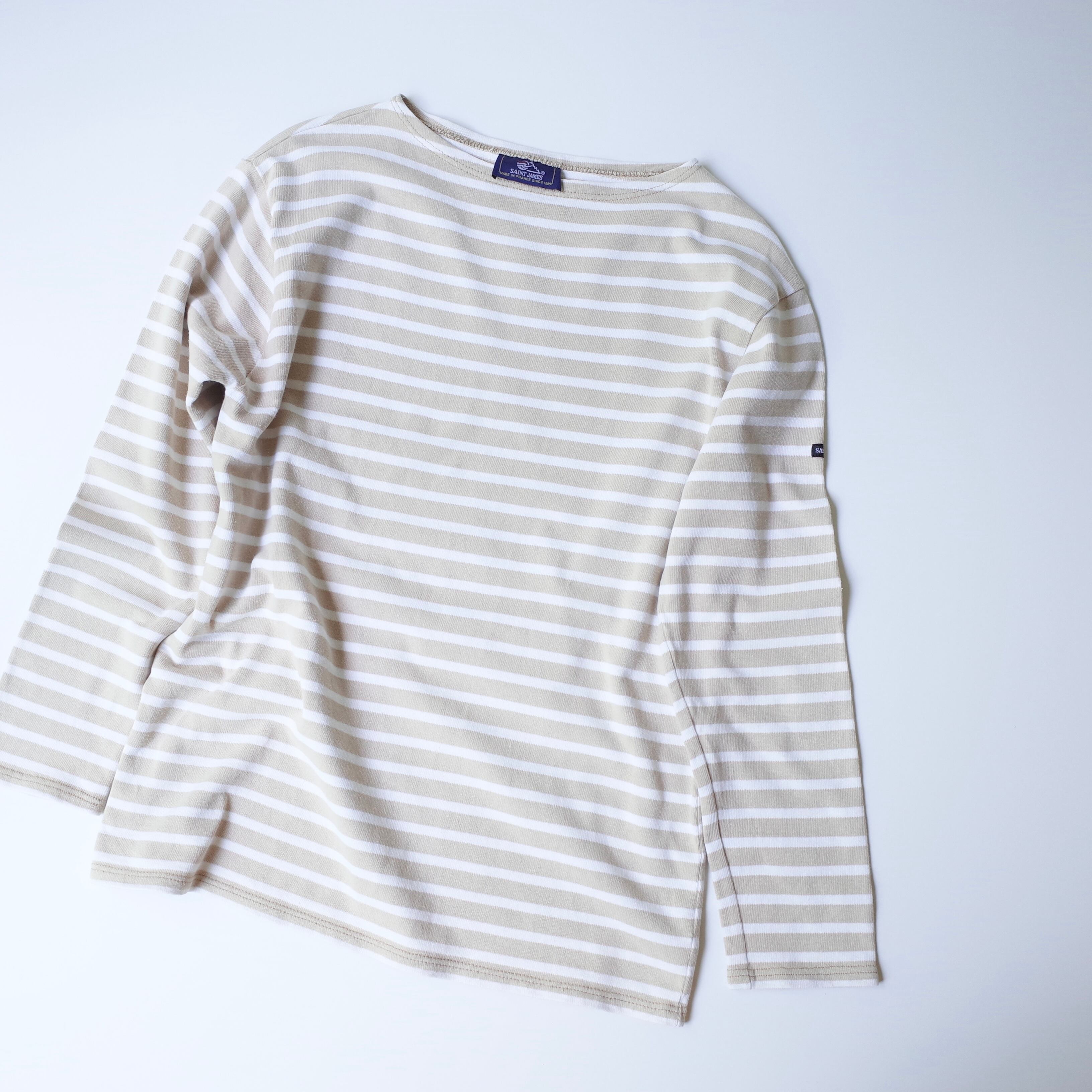 Saint James border basque shirt "white×beige"