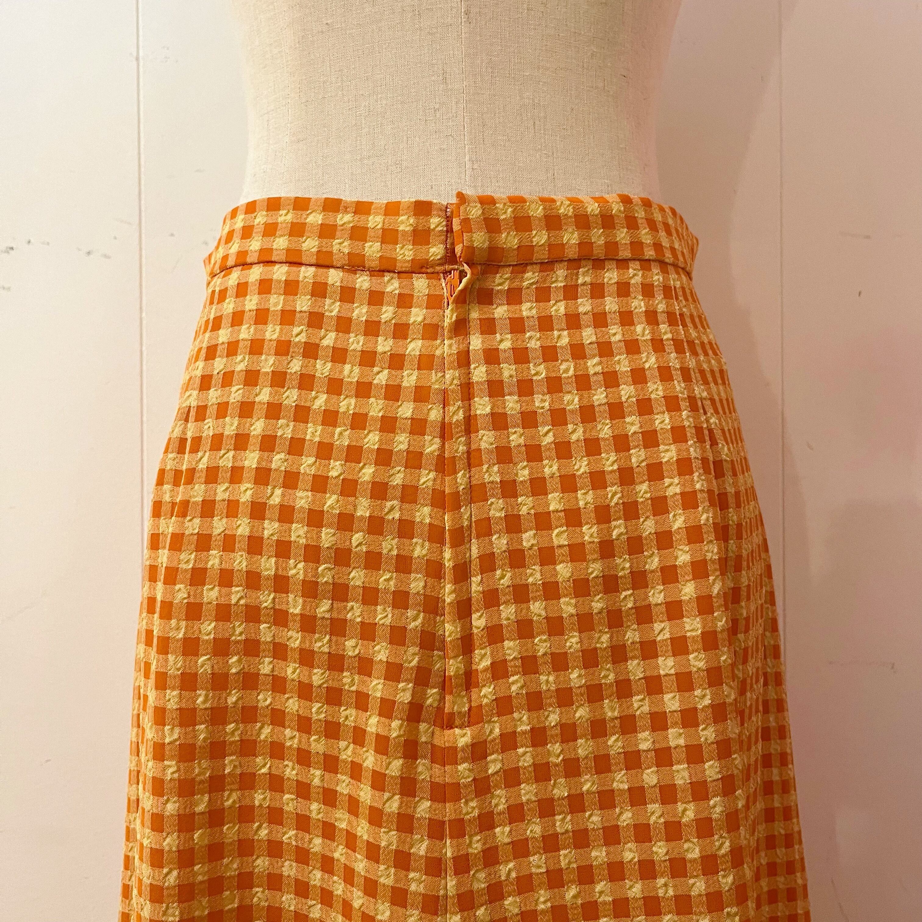 orange yellow gingham check skirt