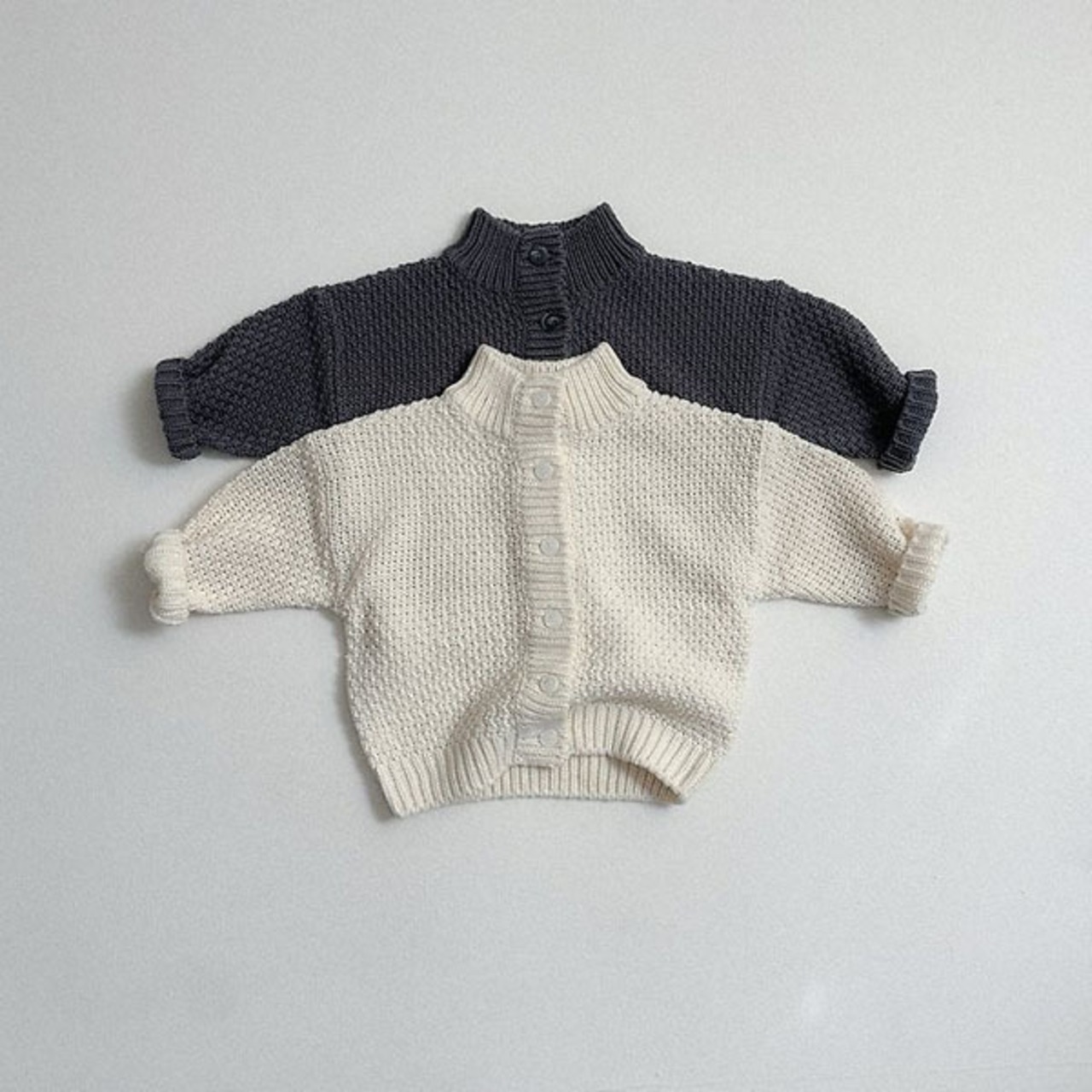 〖取寄〗韓国子供服 / 26winter / minirobe / ワッフルハイネックカーディガン / キッズ *S~XL*