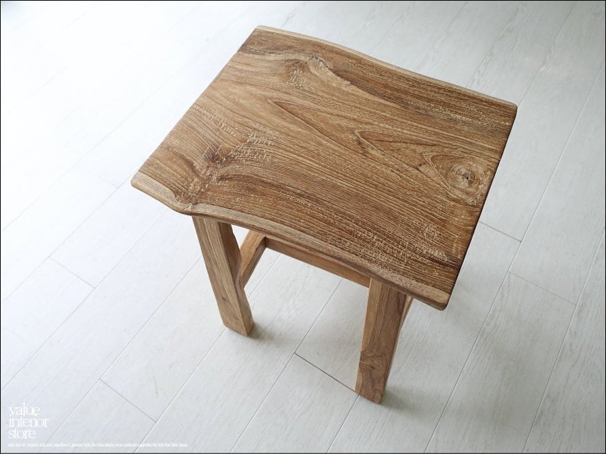 オールドチーク無垢材 スツールSqu/N02 椅子 イス 古材スツール