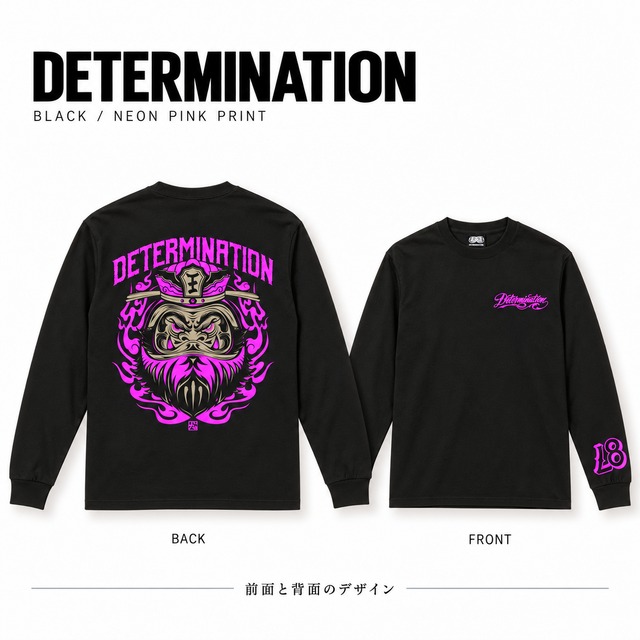 閻王 BLACK×NEON PINK L/S T-Shirt