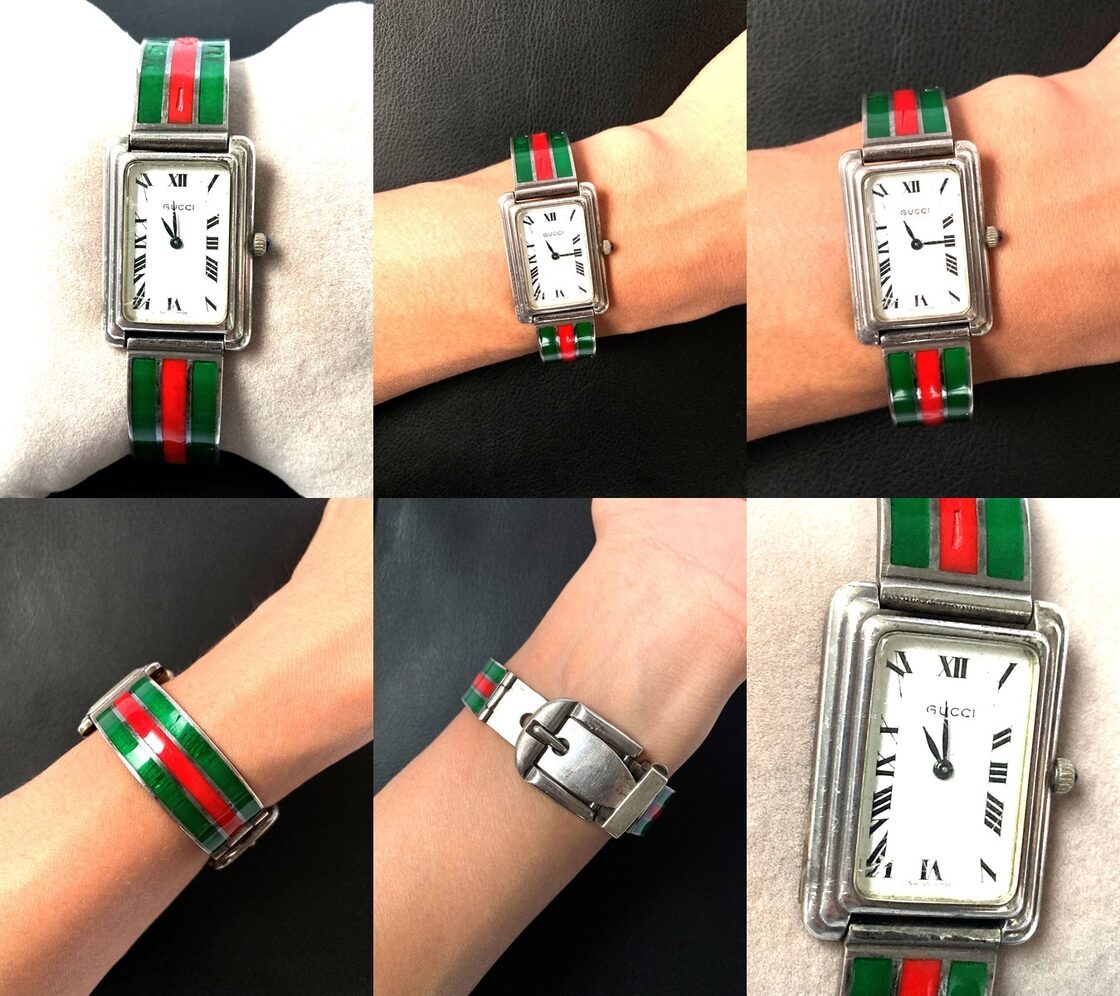 GUCCI グッチ Vintage GUCCI Watch Silver x シェリー バングル