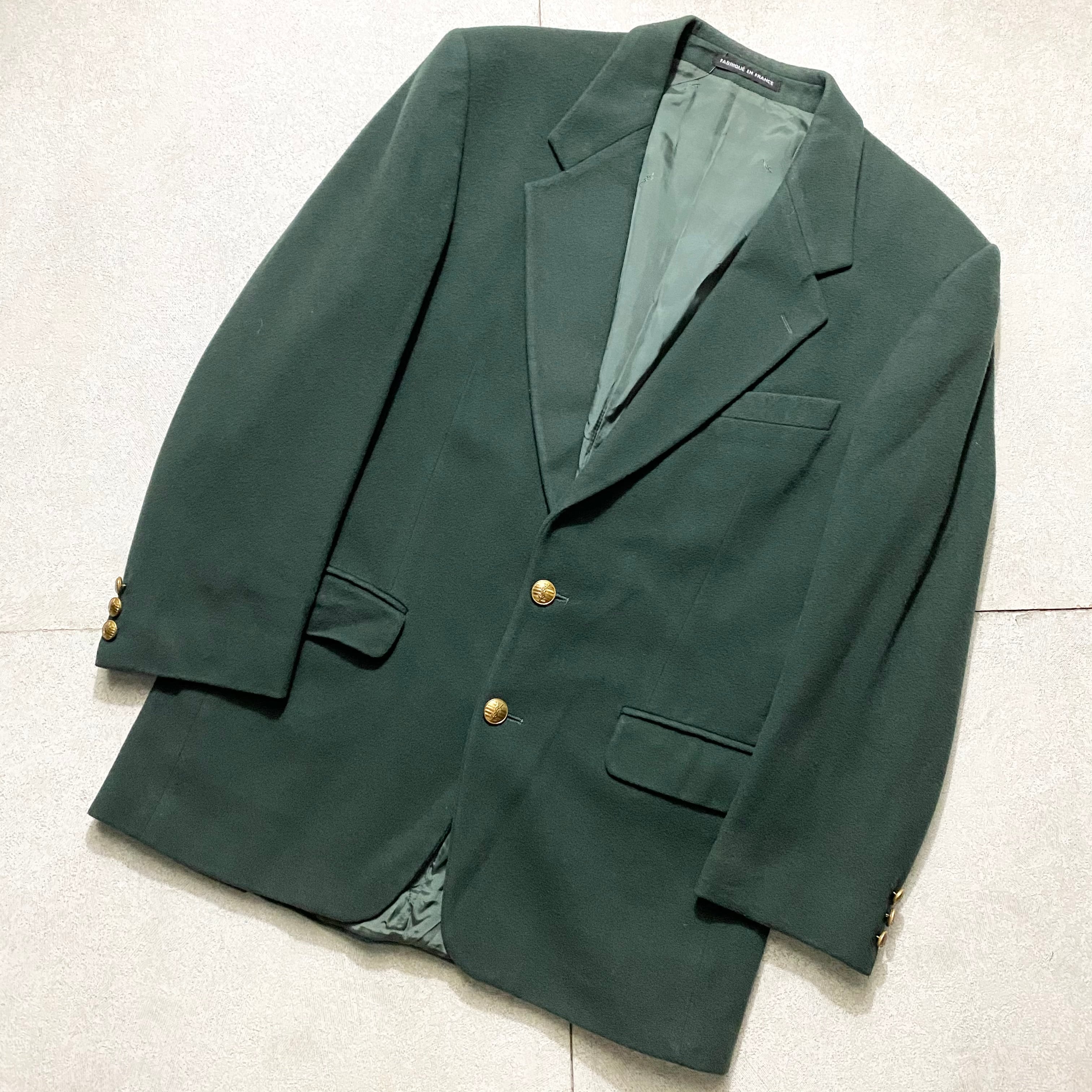 vintage YVES SAINT LAURENT POUR HOMME green color tailored jacket 