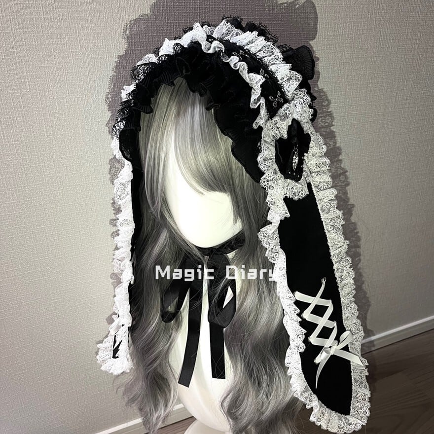 ゴスロリヘッドドレス｜愛らしい猫耳×豪華レース（全2色）撮影会向け