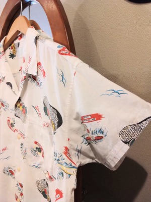 夏サーフィン果物サメ柄半袖シャツ/フルーツコットントップス綿服