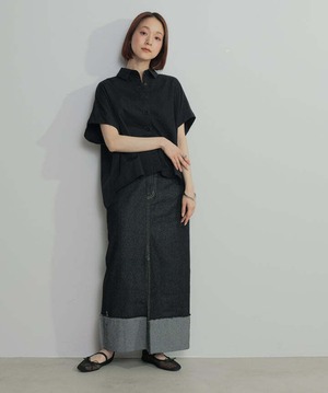 2603032 アシンメトリーデザインシャツブラウス black