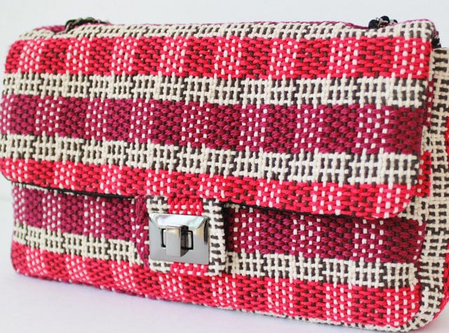 新品 Maria la rosa/マリア ラ ローザ ツイード チェックバッグ Maria la rosa マリア ラ ローザ ツイードチェッククラッチバッグ赤