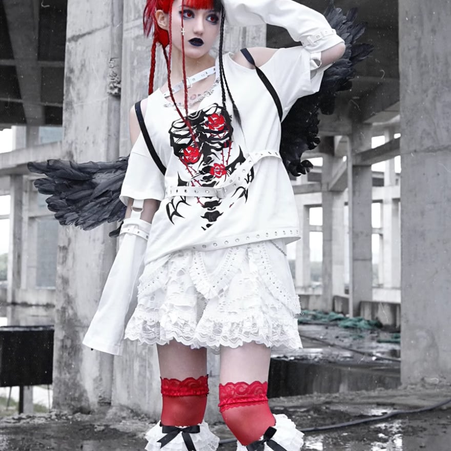 With U ゴスロリ系 ゴシック ロリィタ BLOOD ショートパンツ レース