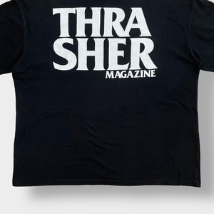 【THRASHER】バックプリント ワンポイント ロゴ ポケットTシャツ ポケt プリント L クルーネック スラッシャー スケボー 半袖 US古着