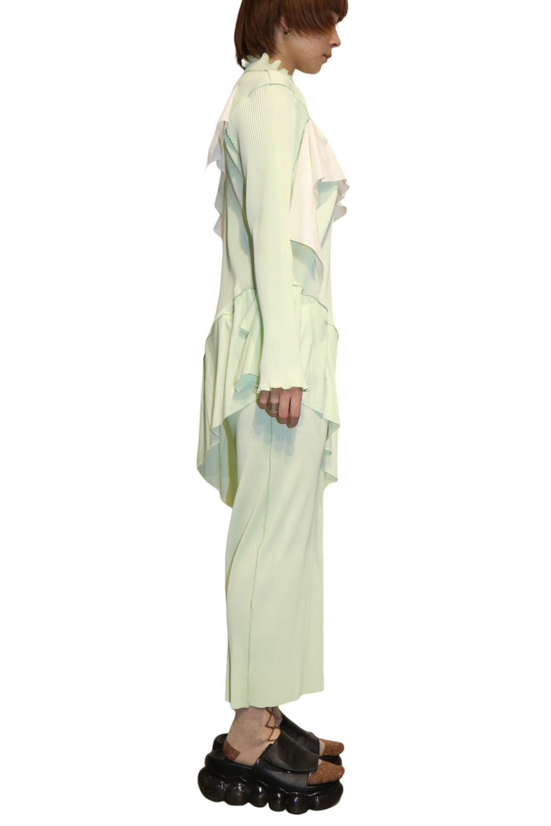 kotohayokozawa Todo wave long sleeve dress Highneck type(MINT