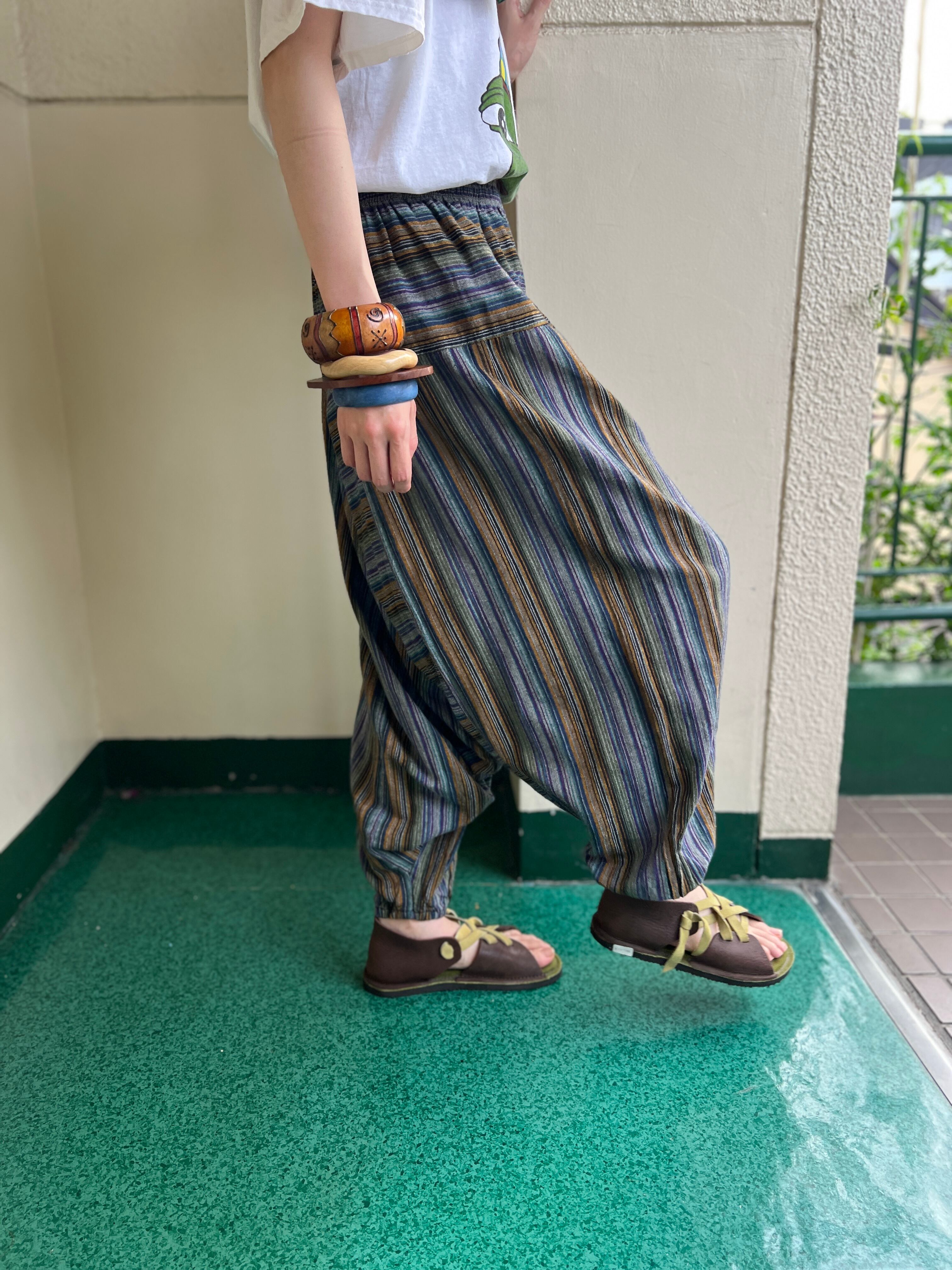 NEPAL製 レイバーデザイン サルエルコットンパンツ NEPAL製 レイバーデザイン サルエルコットンパンツ