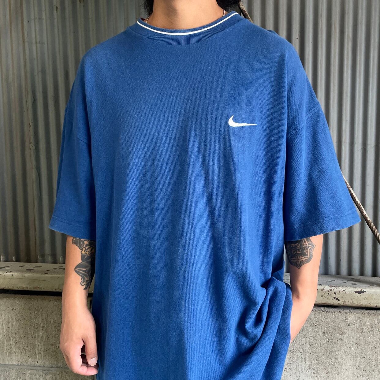 90年代 NIKE ナイキ ワンポイントロゴ刺繍 鹿の子 Tシャツ メンズXL 古着 90s ヴィンテージ ビンテージ ブルー 青色【Ｔシャツ】 |  cave 古着屋【公式】古着通販サイト