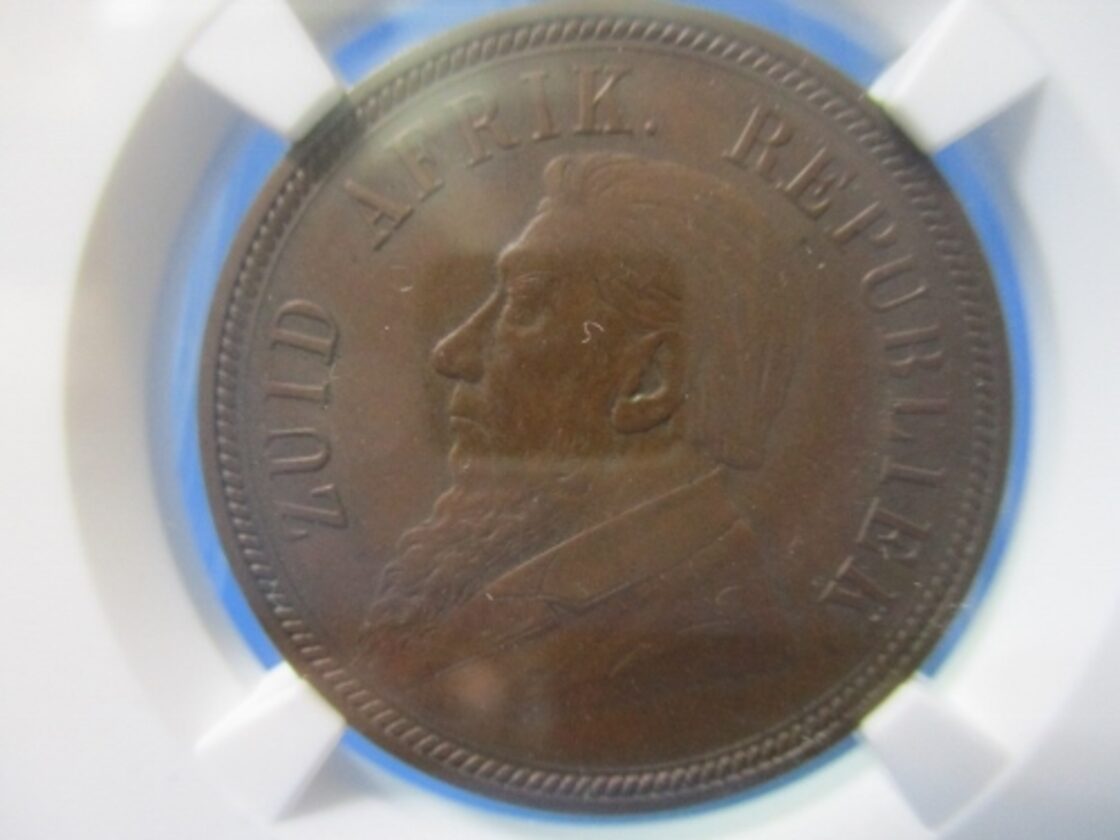 南アフリカ 1ペニー銅貨☆1898年／準未使用・極美品／クルーガー大統領 