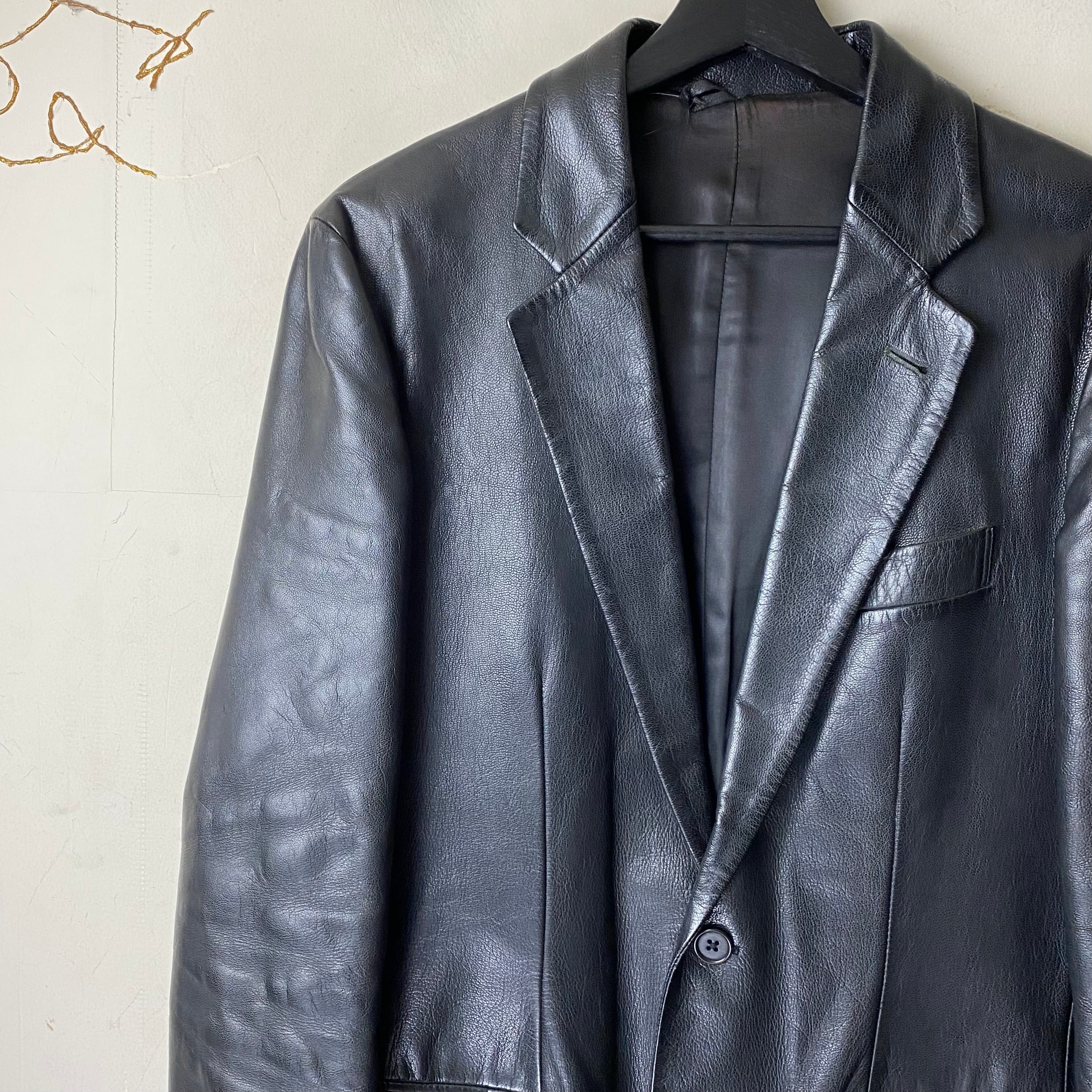 archive HELMUT LANG black leather tailored jacket | NOIR ONLINE