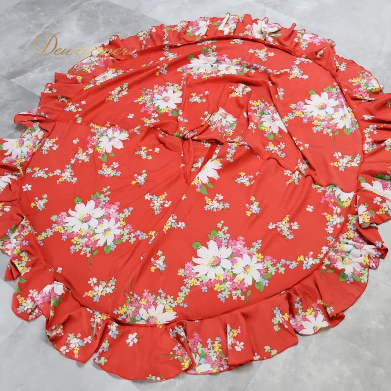 フラメンコ 衣装 prima boutique プリマブティック ファルダ スカート レッド系 花 花柄 カラフル 薄い 赤 黄 白 緑 光沢 高級感 かわいい ボランテ フリル 華やか ダンス衣装 グリーン系 ホワイト系 イエロー系 ピンク系