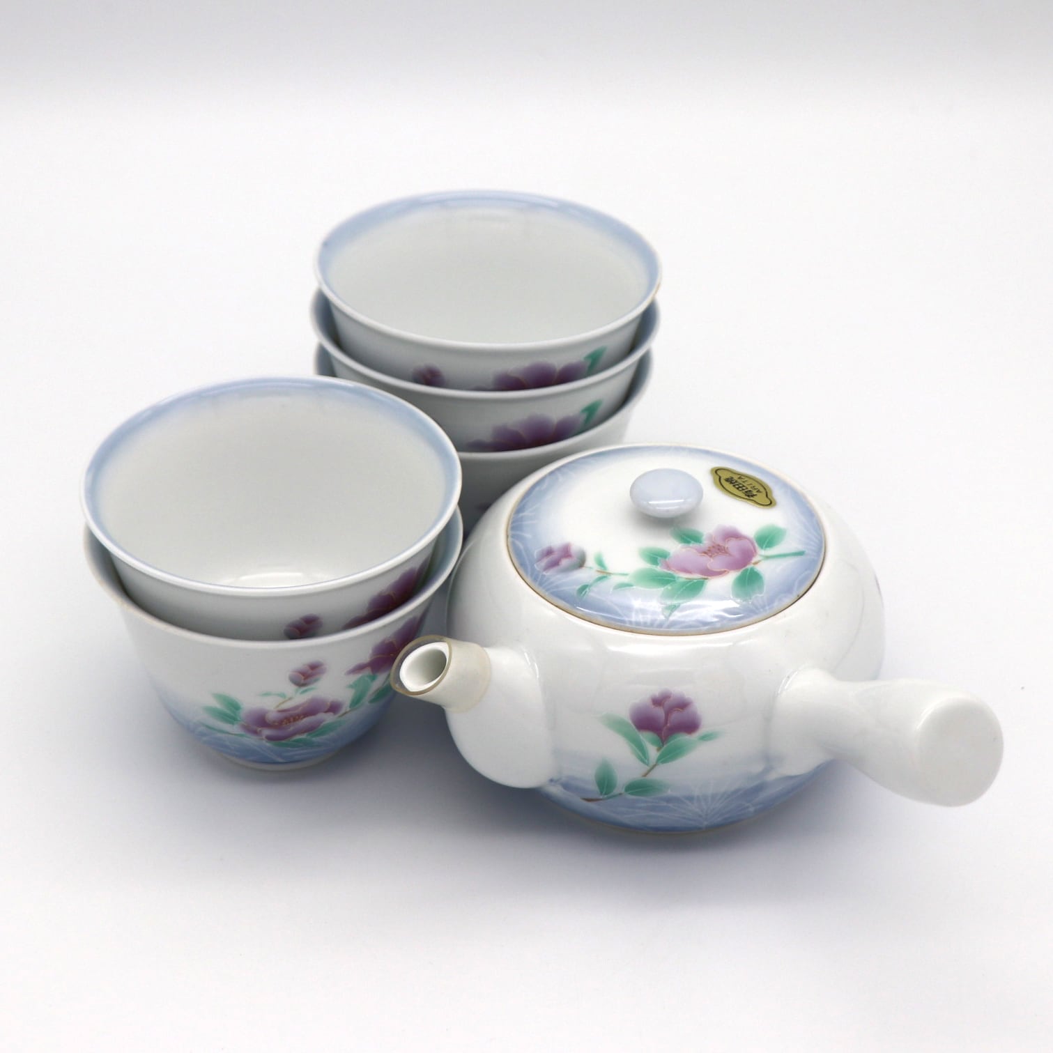 有田焼・鶴松・急須・湯呑5客・茶器セット・陶磁器・No.201103-17