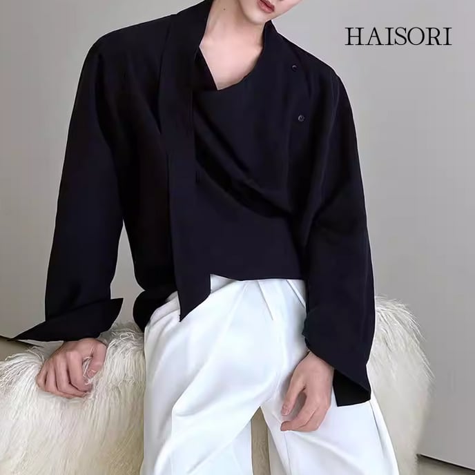 ドレープネック・ルーズ・アシンメトリーシャツ